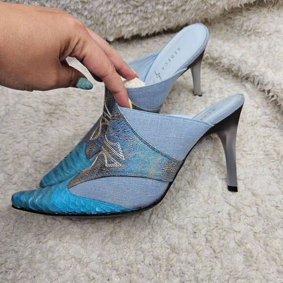 Rebeca Sanver Western Inspired Leather Embroidered Mules sz 37 - Picture 5 of 7